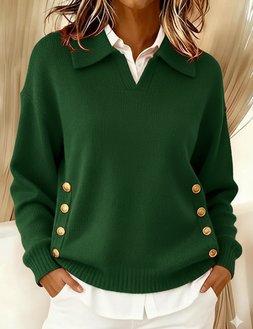 Vicenta | Jersey com Colarinho Polo e Botões