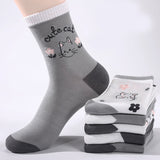 Conjunto de 5 Pares de Meias com Estampa de Gatos