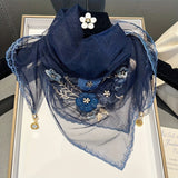 Écharpe Vintage avec Broderie Florale