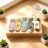 Conjunto de 5 Pares de Meias com Estampa de Gatos