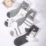 Conjunto de 5 Pares de Meias com Estampa de Gatos