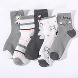 Conjunto de 5 Pares de Meias com Estampa de Gatos