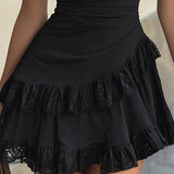 Estelle | Mini Vestido com Renda Preta e Decote Profundo