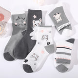 Conjunto de 5 Pares de Meias com Estampa de Gatos