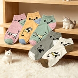 Conjunto de 5 Pares de Meias com Estampa de Gatos