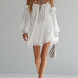 Mélusine | Vestido Mini Fluido Boêmio com Ombros Descobertos