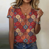 Camisa Estilo Vintage com Estampa Étnica
