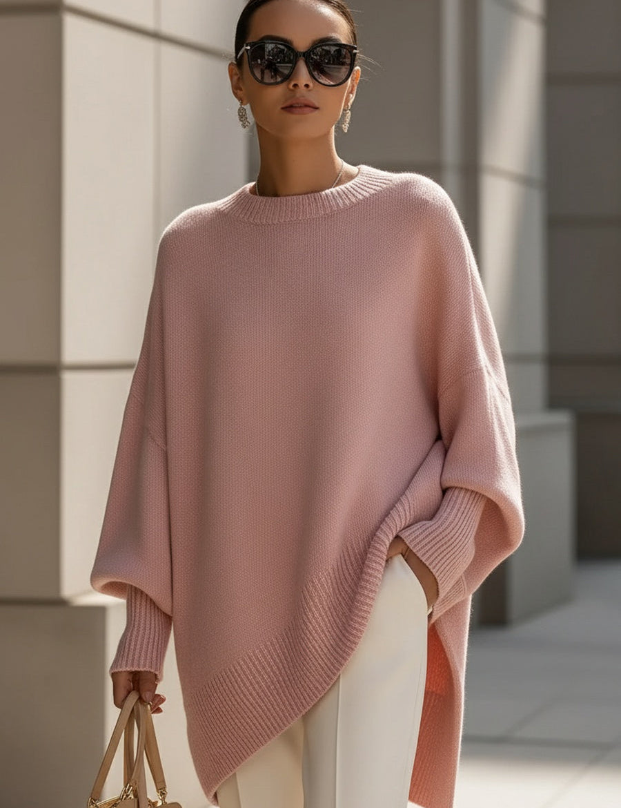 Jennifer | Oversized Jersey Draped Top with Wide Collar