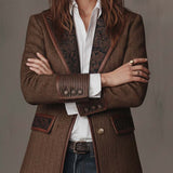 Gisèle | Blazer com Painéis de Chevron Estampados