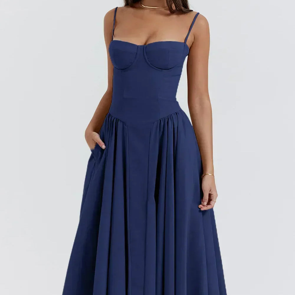 Sigrid | Midi Length Sleeveless Bustier Dress