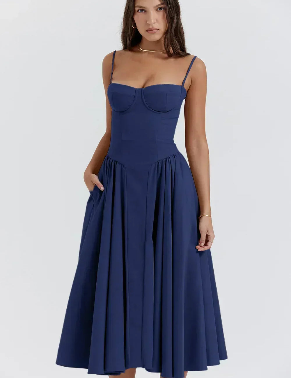 Sigrid | Midi Length Sleeveless Bustier Dress