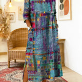 Celeste | Vestido com Patchwork Étnico