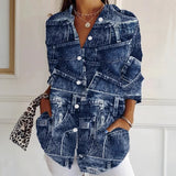 Camisa Vintage Casual de Mangas Longas
