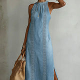 Júlia - Vestido de Denin com Renda Retro