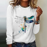 Camisa Casual com Estampa de Libélula