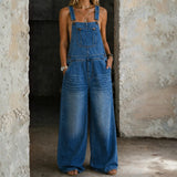 Ana - Macacão de Denim com Cintura Elástica