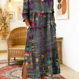 Celeste | Vestido com Patchwork Étnico