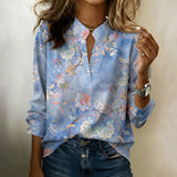 Blusa Vintage de Manga Longa com Estampa Floral