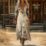 Vestido Vintage Floral de Mangas Longas