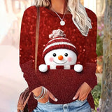 Camisa Estampada de Boneco de Neve Cartoon