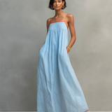 Alma · Vestido Azul com Alças Finas e Bolso