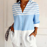 Camisa Casual Listrada de Mangas Longas