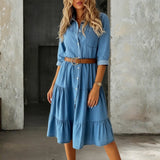 Bárbara - Vestido de Denim Casual Elegante