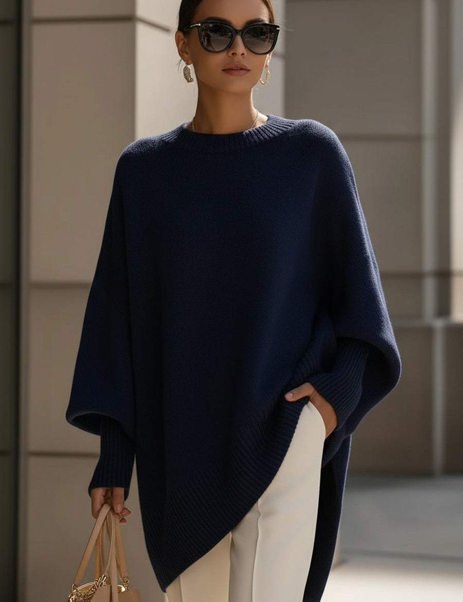 Jennifer | Oversized Jersey Draped Top with Wide Collar