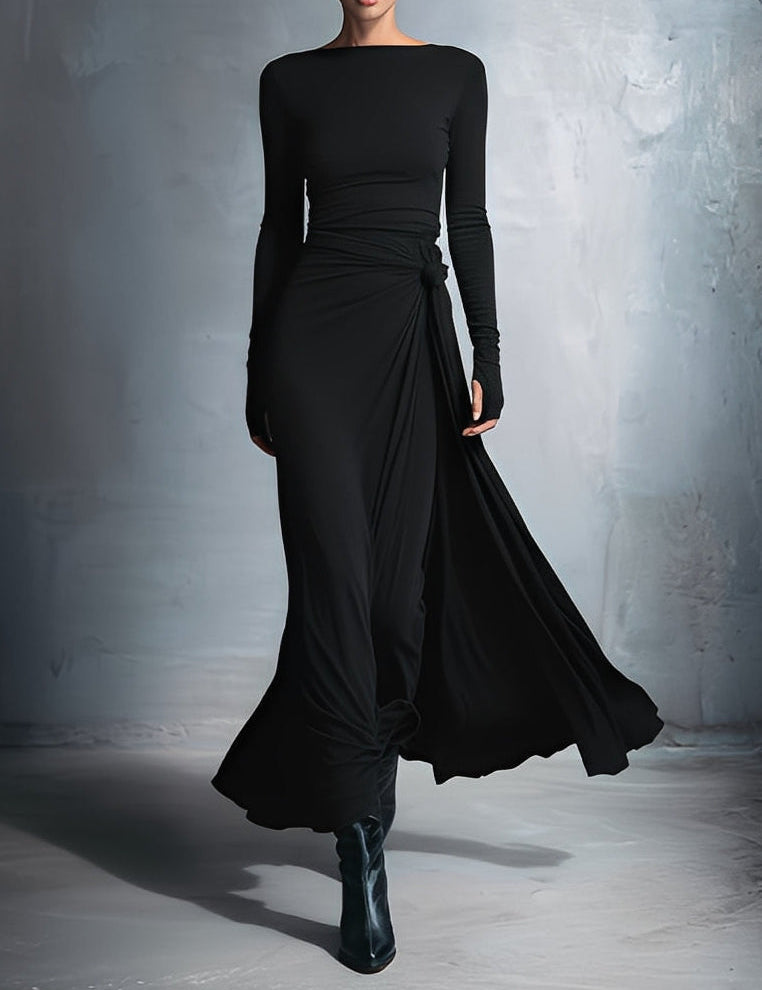 Naomie | Vestido Maxi com Detalhe de Nó Lateral