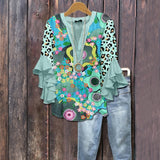 Blusa Vintage com Estampa de Flores