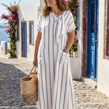 Chloé | Vestido midi riscado com colarinho atado e bolsos