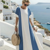 Noémie | Vestido maxi de mangas curtas bicolor