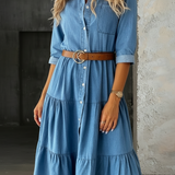 Bárbara - Vestido de Denim Casual Elegante