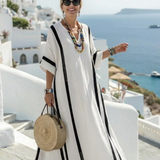 Inès | Vestido Maxi Listrado de Mangas Curtas