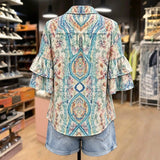 Blusa Vintage com Estampa Floral