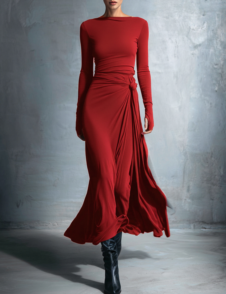 Naomie | Vestido Maxi com Detalhe de Nó Lateral