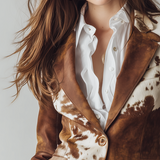 Agathe | Blazer Vintage Estampado de Vaca Eco-Friendly