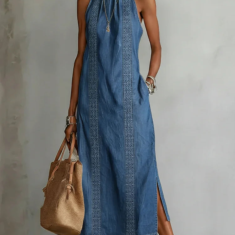 Júlia - Vestido de Denin com Renda Retro