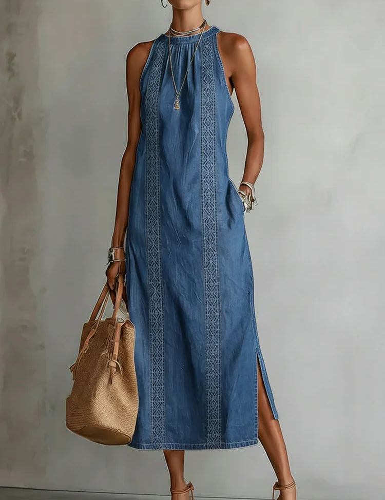 Júlia - Vestido de Denin com Renda Retro