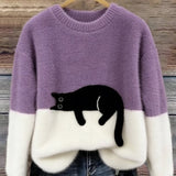 Belinda - Sweater Oversized com Estampa de Gato