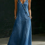 Vera - Vestido Longo de Denim com Botões