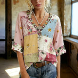 "Blusa Vintage com Estampa Floral" can be rewritten as "Blusa Retro com Design Floral".