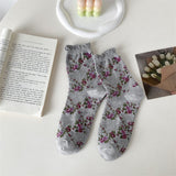 Meias Vintage Estampadas com Flores