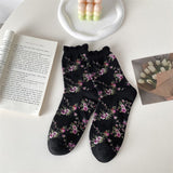 Meias Vintage Estampadas com Flores