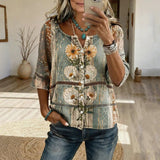 Blusa Vintage com Estampa Floral