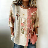 Camisa Vintage com Estampa de Flores