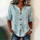 Camisa Vintage com Estampa Floral