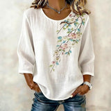 Blusa Vintage com Estampa de Flores