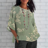 Camisa Vintage com Estampa de Folhas