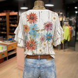 Blusa Vintage com Estampa Floral